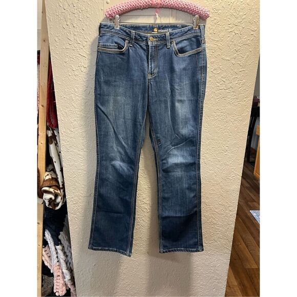 Carhartt Relaxed Fit Woman’s Blue Jeans Size 10 Tall - See Photos - Picture 1 of 11